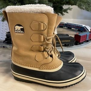 SOREL CARNIVAL WATERPROOF INSULATED LEATHER WINTER BOOTS
